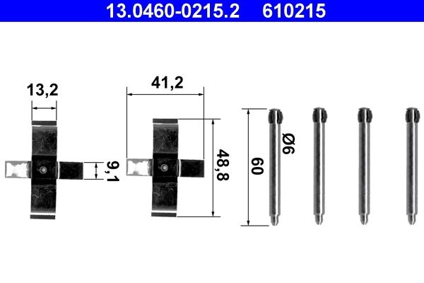 ATE Accessory Kit, disc brake pads 13.0460-0215.2 MERCEDES-BENZ,190 (W201),Stufenheck (W124),SL (R129),E-Klasse Limousine (W210),W124 Coupe (C124)