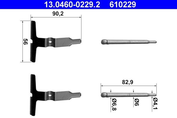 ATE Accessory Kit, disc brake pads 13.0460-0229.2 MERCEDES-BENZ,C-Klasse Limousine (W203),C-Klasse Limousine (W202),SLK (R171),SLK (R170),CLK (C209)