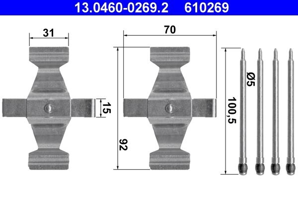 ATE Accessory Kit, disc brake pads Disc Brake 13.0460-0269.2  MERCEDES-BENZ,C-Klasse Limousine (W203),C-Klasse T-modell (S203),M-Klasse (W163)