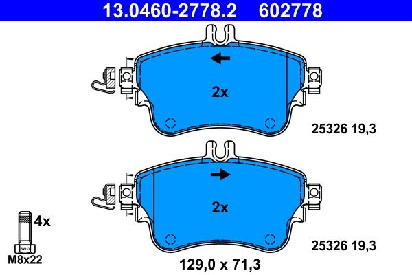 ATE Brake pad set excl. wear warning contact 13.0460-2778.2 Brake pads,Brake pad set, disc brake MERCEDES-BENZ,A-Klasse (W176),B-Klasse (W246, W242)