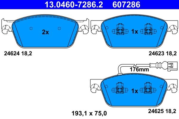 ATE Brake pad set incl. wear warning contact 13.0460-7286.2 Brake pads,Brake pad set, disc brake VW