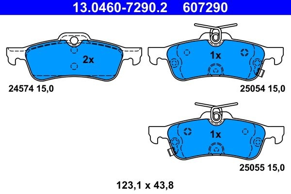 ATE Brake pad set with acoustic wear warning 13.0460-7290.2 Brake pads,Brake pad set, disc brake HONDA,CIVIC IX (FK),CIVIC IX Tourer (FK)