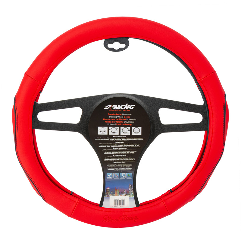 Simoni Racing Steering wheel cover Pretty Red - 37-39cm - Red Eco-Leather