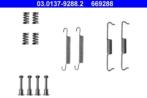 ATE Accessory Kit, parking brake shoes VW,AUDI,MERCEDES-BENZ 03.0137-9288.2 34410002718,34410005300,34410034783 34410034938,34410038346,34410146840