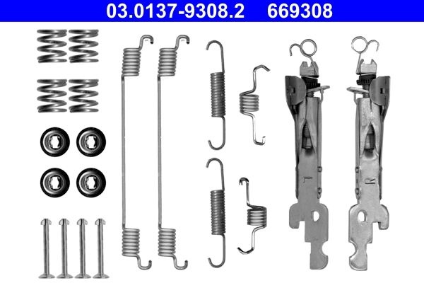ATE Accessory Kit, brake shoes 03.0137-9308.2 SMART,FORTWO Coupe (451),CITY-COUPE (450),FORTWO Cabrio (451),FORTWO Coupe (450),CABRIO (450)