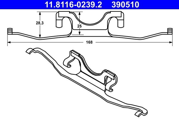 ATE Spring, brake caliper 11.8116-0239.2  BMW,5 Limousine (E39),5 Touring (E39)