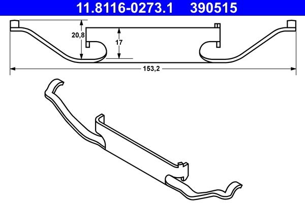 ATE Spring, brake caliper 11.8116-0273.1  BMW,MG,3 Limousine (E46),3 Touring (E46),X3 (E83),3 Coupe (E46),Z4 Roadster (E85),3 Cabrio (E46)