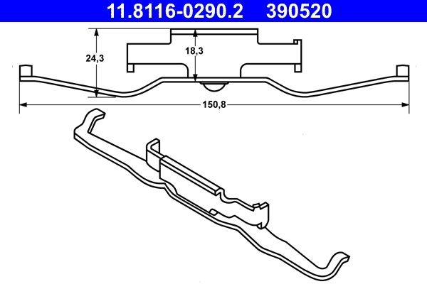 ATE Spring, brake caliper 11.8116-0290.2 BMW,5 Limousine (E39),X3 (E83),5 Touring (E39),X5 (E53),7 (E38)