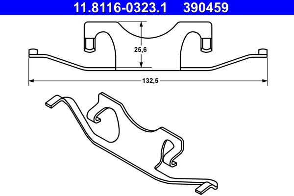 ATE Spring, brake caliper 11.8116-0323.1 MERCEDES-BENZ,E-Klasse Limousine (W211),E-Klasse T-modell (S211),M-Klasse (W164),CLS (C219)