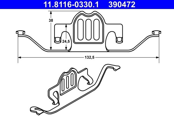 ATE Spring, brake caliper 11.8116-0330.1  BMW,5 Limousine (E60),5 Touring (E61),X5 (E70),X5 (F15, F85),X6 (E71, E72),6 Coupe (E63),X6 (F16, F86)