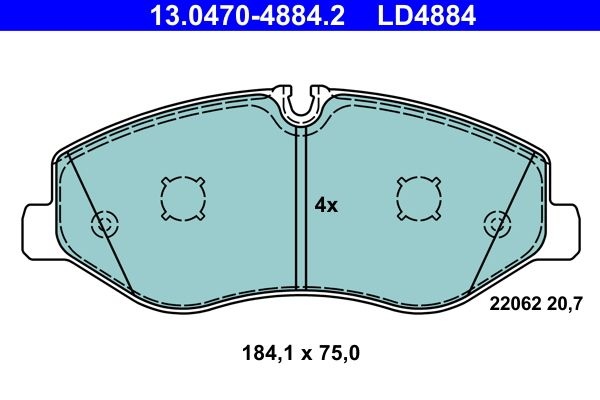 ATE Brake pad set excl. wear warning contact 13.0470-4884.2 Brake pads,Brake pad set, disc brake MERCEDES-BENZ,V-Klasse (W447),VITO Kasten (W447)
