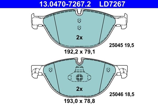 ATE Brake pad set excl. wear warning contact 13.0470-7267.2 Brake pads,Brake pad set, disc brake BMW,5 Touring (F11),5 Limousine (F10)