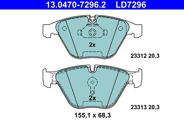 ATE Brake pad set excl. wear warning contact 13.0470-7296.2 Brake pads,Brake pad set, disc brake BMW,5 Limousine (E60),5 Touring (E61),6 Coupe (E63)