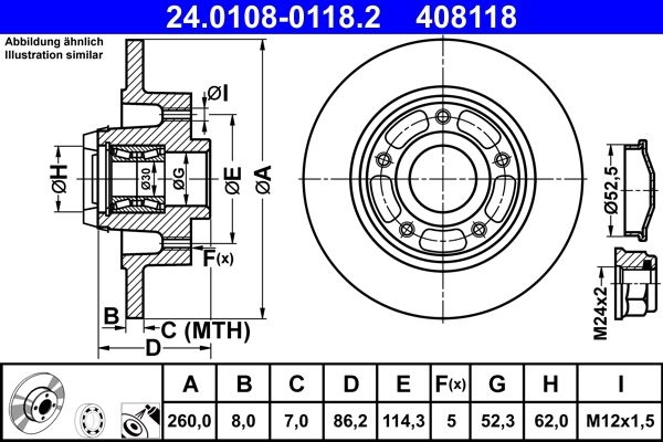 ATE Brake disc solid 24.0108-0118.2 Brake rotor,Brake discs RENAULT,MEGANE III Grandtour (KZ0/1),Scénic III (JZ0/1_),Clio IV Schrägheck (BH_)
