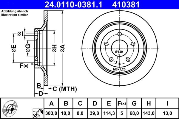 ATE Brake disc solid 24.0110-0381.1 Brake rotor,Brake discs MAZDA,CX-5 (KE, GH),CX-5 (KF),CX-30 (DM),MX-30 (DR)