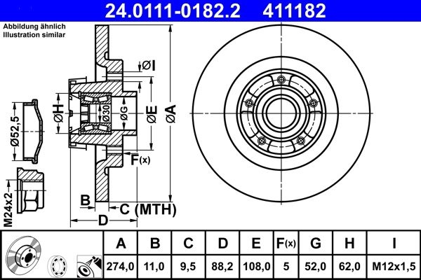 ATE Brake disc solid 24.0111-0182.2 Brake rotor,Brake discs MERCEDES-BENZ,RENAULT,CITAN Kasten (415),Citan Kombi / Tourer (415),CITAN Mixto (415)