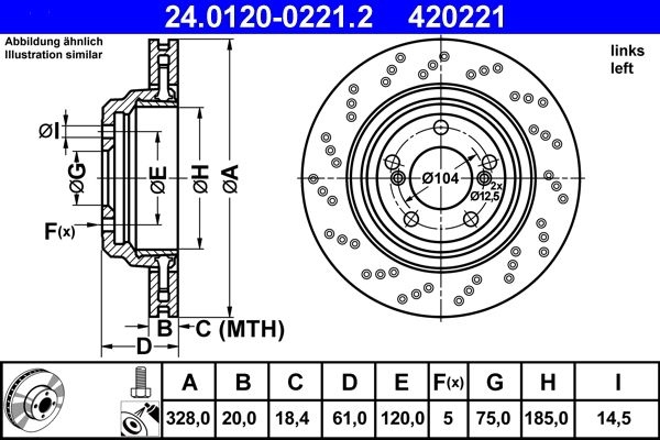 ATE Brake disc perforated/vented 24.0120-0221.2 Brake rotor,Brake discs BMW,3 Coupe (E46),Z4 Roadster (E85),3 Cabrio (E46),Z4 Coupe (E86)