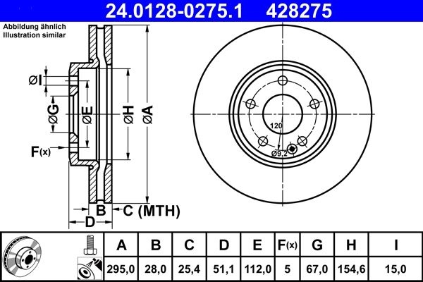 ATE Brake disc Vented 24.0128-0275.1 Brake rotor,Brake discs MERCEDES-BENZ,B-Klasse (W245),A-Klasse (W176),B-Klasse (W246, W242),GLA (X156)