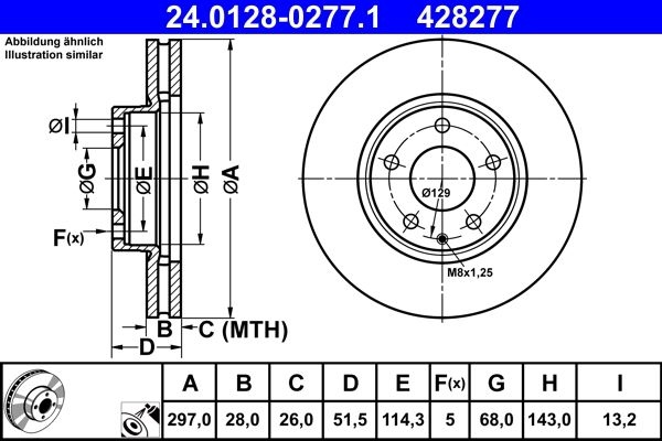 ATE Brake disc Vented 24.0128-0277.1 Brake rotor,Brake discs MAZDA,CX-5 (KE, GH),6 Kombi (GJ, GL),6 Limousine (GJ, GL)