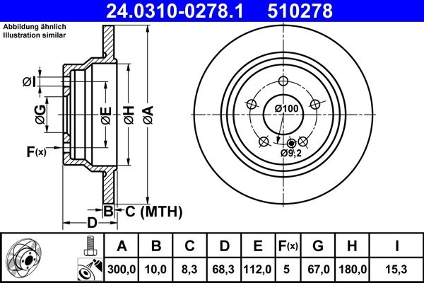 ATE Brake disc solid 24.0310-0278.1 Brake rotor,Brake discs MERCEDES-BENZ,E-Klasse Limousine (W211),E-Klasse Limousine (W212),E-Klasse T-modell (S211)