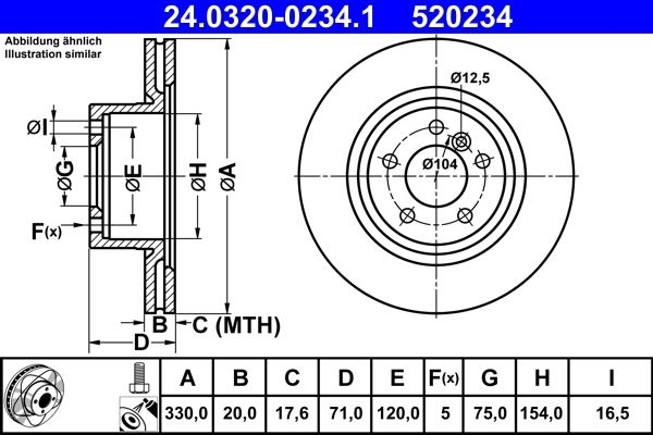 ATE Brake disc BMW 24.0320-0234.1 34206790362,34206868936 Brake rotor,Brake discs,Brake rotors