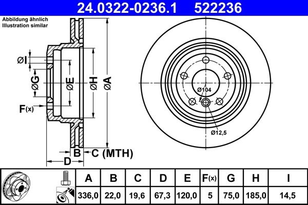 ATE Brake disc Vented 24.0322-0236.1 Brake rotor,Brake discs BMW,3 Touring (E91),3 Limousine (E90),3 Coupe (E92),X1 (E84),3 Cabrio (E93)