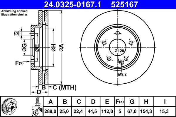 ATE Brake disc MERCEDES-BENZ 24.0325-0167.1 1694210212,1694211112,A1694210212 Brake rotor,Brake discs,Brake rotors A1694211112