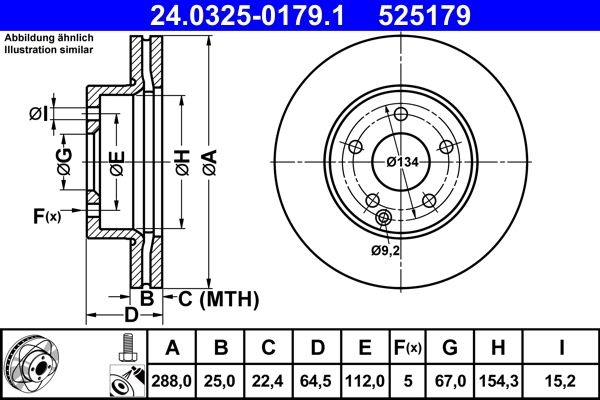 ATE Brake disc Vented 24.0325-0179.1 Brake rotor,Brake discs MERCEDES-BENZ,C-Klasse Limousine (W204),C-Klasse T-modell (S204),C-Klasse Coupe (C204)