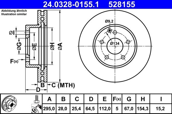 ATE Brake disc MERCEDES-BENZ 24.0328-0155.1 2044210712,2044212512,2124211312 Brake rotor,Brake discs,Brake rotors A2044210712,A2044212512,A2124211312