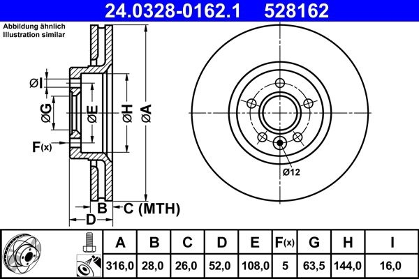 ATE Brake disc FORD,VOLVO,LAND ROVER 24.0328-0162.1 1404955,1405509,1434812 Brake rotor,Brake discs,Brake rotors 1434815,6G9N2C375DB,LR000470,LR027107