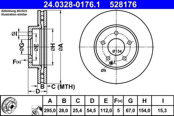 ATE Brake disc MERCEDES-BENZ 24.0328-0176.1 2114210712,2114210812,A2114210712 Brake rotor,Brake discs,Brake rotors A2114210812