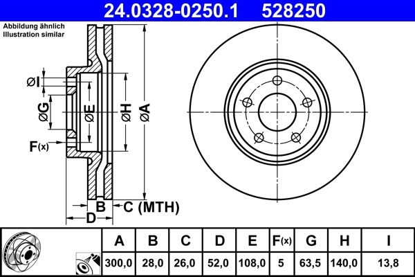 ATE Brake disc Vented 24.0328-0250.1 Brake rotor,Brake discs FORD,MONDEO IV Turnier (BA7),MONDEO IV (BA7),MONDEO IV Stufenheck (BA7)