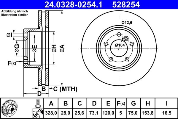 ATE Brake disc BMW 24.0328-0254.1 34106787490,34106879122 Brake rotor,Brake discs,Brake rotors