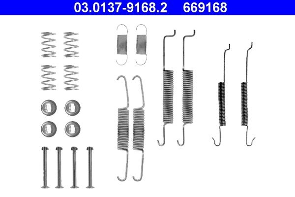 ATE Accessory Kit, brake shoes 03.0137-9168.2 VW,AUDI,SKODA,POLO (9N_),Polo Schrägheck (6R1, 6C1),GOLF II (19E, 1G1),GOLF III (1H1),Lupo (6X1, 6E1)
