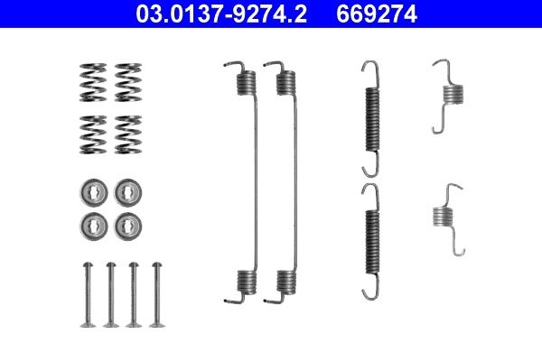 ATE Accessory Kit, brake shoes 03.0137-9274.2 RENAULT,NISSAN,DACIA,CLIO II (BB0/1/2_, CB0/1/2_),Clio IV Schrägheck (BH_),CLIO II Kasten (SB0/1/2_)