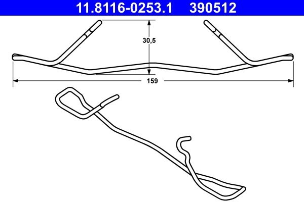 ATE Spring, brake caliper 11.8116-0253.1  MERCEDES-BENZ,E-Klasse Limousine (W211),E-Klasse T-modell (S211),C-Klasse Limousine (W202),SLK (R170)