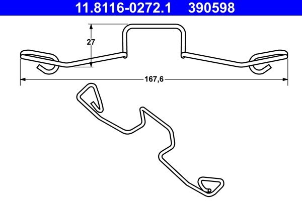 ATE Spring, brake caliper 11.8116-0272.1  VW,FORD,SEAT,Transporter IV Bus (70B, 70C, 7DB, 7DK, 70J, 70K, 7DC, 7DJ)