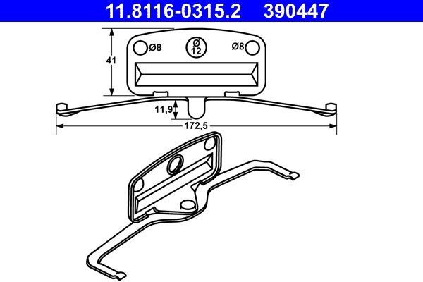 ATE Spring, brake caliper 11.8116-0315.2 BMW,3 Touring (E91),3 Limousine (E90),5 Limousine (E60),5 Touring (E61),3 Coupe (E92),X1 (E84)