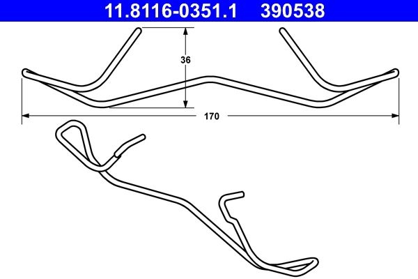 ATE Spring, brake caliper 11.8116-0351.1  VW,AUDI,RENAULT,Golf V Schrägheck (1K1),TOURAN (1T1, 1T2),GOLF VI (5K1),Polo Schrägheck (6R1, 6C1)