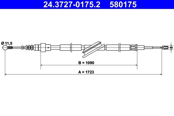 ATE Brake Cable 24.3727-0175.2 Hand Brake Cable,Parking Brake Cable VW,AUDI,SKODA,Golf IV Schrägheck (1J1),Golf IV Variant (1J5),Bora Limousine (1J2)