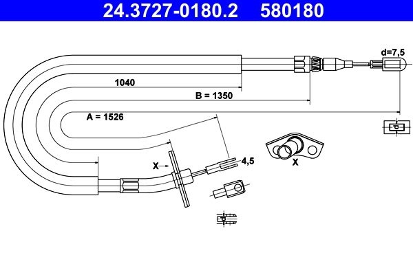 Cable, parking brake 24.3727-0180.2 ATE