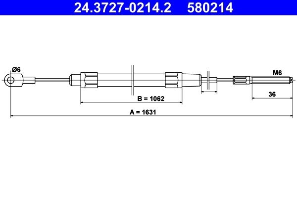 ATE Brake Cable 24.3727-0214.2 Hand Brake Cable,Parking Brake Cable BMW,3 Cabrio (E36),3 Limousine (E36),3 Coupe (E36),3 Touring (E36)