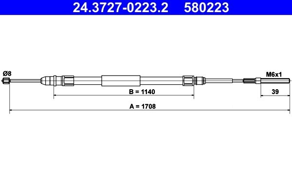 ATE Brake Cable 24.3727-0223.2 Hand Brake Cable,Parking Brake Cable BMW,3 Limousine (E46),3 Touring (E46),3 Coupe (E46),3 Cabrio (E46),3 Compact (E46)