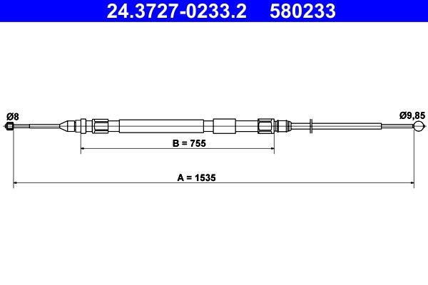 ATE Brake Cable 24.3727-0233.2 Hand Brake Cable,Parking Brake Cable BMW,3 Touring (E91),3 Limousine (E90),3 Coupe (E92),3 Cabrio (E93)