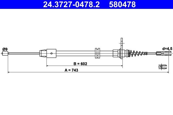 ATE Brake Cable MERCEDES-BENZ 24.3727-0478.2 2124200185,2124201385,A2124200185 Hand Brake Cable,Parking Brake Cable,Cable, parking brake A2124201385
