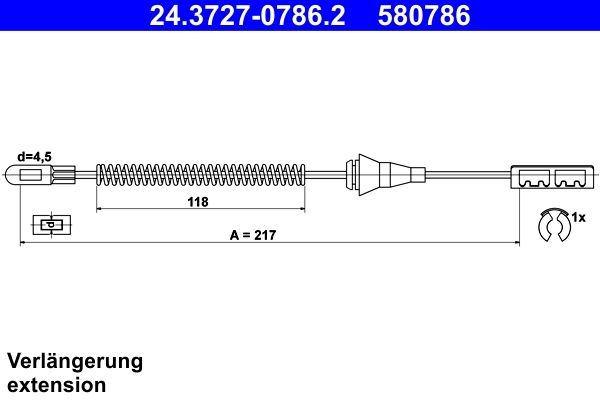 ATE Brake Cable OPEL,VAUXHALL 24.3727-0786.2 522152,93170227,522152 Hand Brake Cable,Parking Brake Cable,Cable, parking brake 93170227