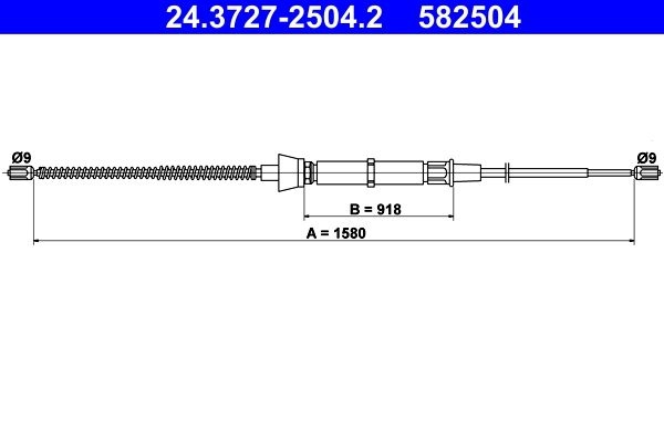 Cable, parking brake 24.3727-2504.2 ATE