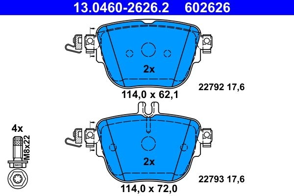 ATE Brake pad set excl. wear warning contact 13.0460-2626.2 Brake pads,Brake pad set, disc brake MERCEDES-BENZ,E-Klasse Limousine (W213)