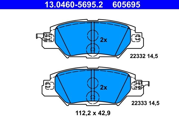 ATE Brake pad set with acoustic wear warning 13.0460-5695.2 Brake pads,Brake pad set, disc brake MAZDA,CX-5 (KE, GH),CX-5 (KF)