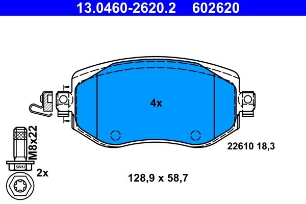 ATE Brake pad set excl. wear warning contact 13.0460-2620.2 Brake pads,Brake pad set, disc brake RENAULT,Megane IV Grandtour (K9A/M/N_)